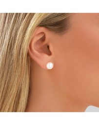 Michael Hill - Stud Earrings with 9mm Button Cultured Freshwater Pearl in 10kt Yellow Gold