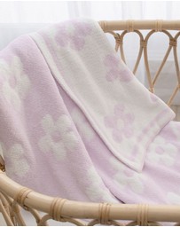 Living Textiles - Chenille Blanket - Purple Flowers
