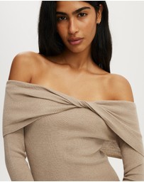 Cotton On - Twist Off Shoulder Ls Knit