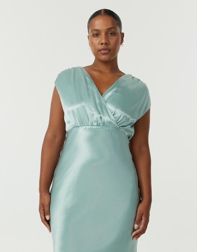 Third Form - Satin Cross Over Gather Dress