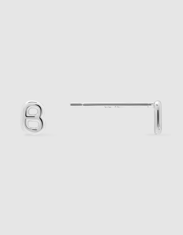 Wanderlust + Co - Alphabet Bubble Silver Stud Earrings - Letter B