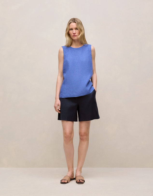 Trenery - Delave Linen Shell Tank in Vivid Blue