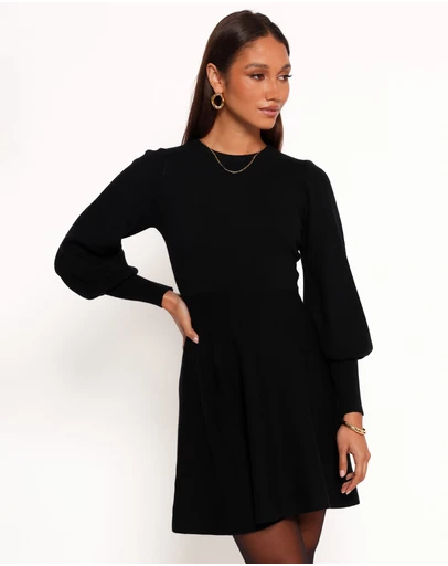 Petal & Pup - Gigi Long Sleeve Mini Dress - Black