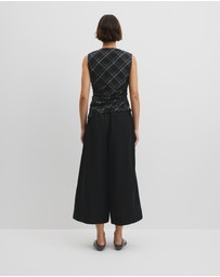 Country Road - Organically Grown Linen Check Ruched Linen Tank