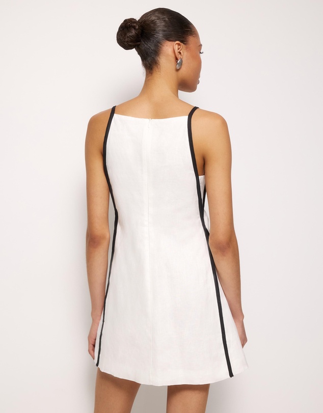 AERE - Tova Contrast Linen Mini Dress