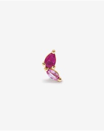 Michael Hill - Pink Sapphire and Ruby Gemstone Flat Back Helix Single Stud Earring in 10kt Yellow Gold
