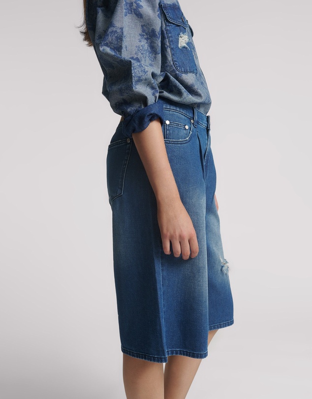 ONE TEASPOON - Beastie Low Waist Wide Leg Denim Jorts - Rosewood
