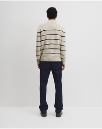 Country Road - Australian Good Earth Cotton Half Zip Stripe Knit