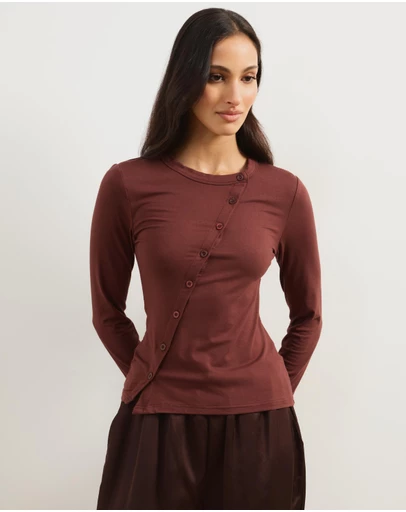 Atmos&Here - Tilly Asymmetrical Button Through Jersey Top
