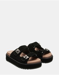 Steve Madden - Bigschmona Black/Black Suede Sandals