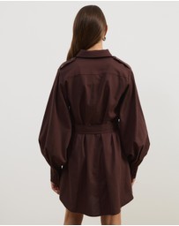 Atmos&Here - Lia Linen Blend Belted Mini Shirt Dress