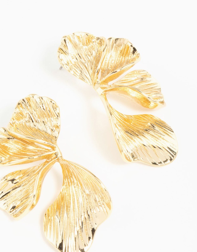 Lovisa - Gold Plated Organic Petal Stud Earrings