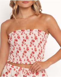 Petal & Pup - Winona Strapless Top - Red Blossom