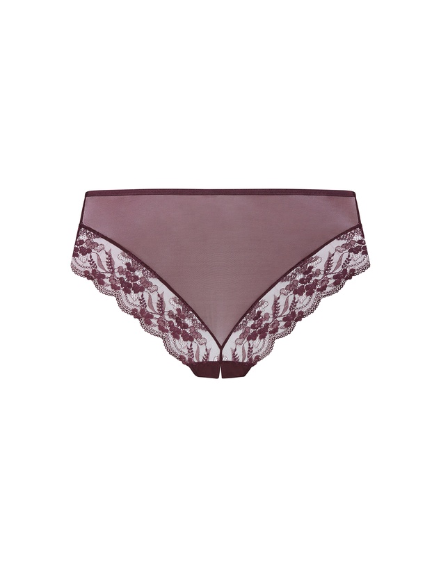 City Chic - Plus size Helena Ouvert Cheeky Panty - bordeaux