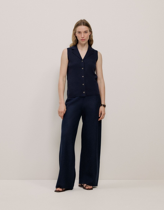 Trenery - Cotton Cashmere Knit Vest in Night Sky