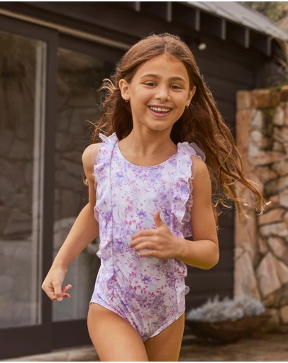 Aqua Blu Kids - Cherry Blossom Frill One Piece - Kids