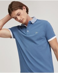 Oxford - Dylan Striped Collar Pique Polo