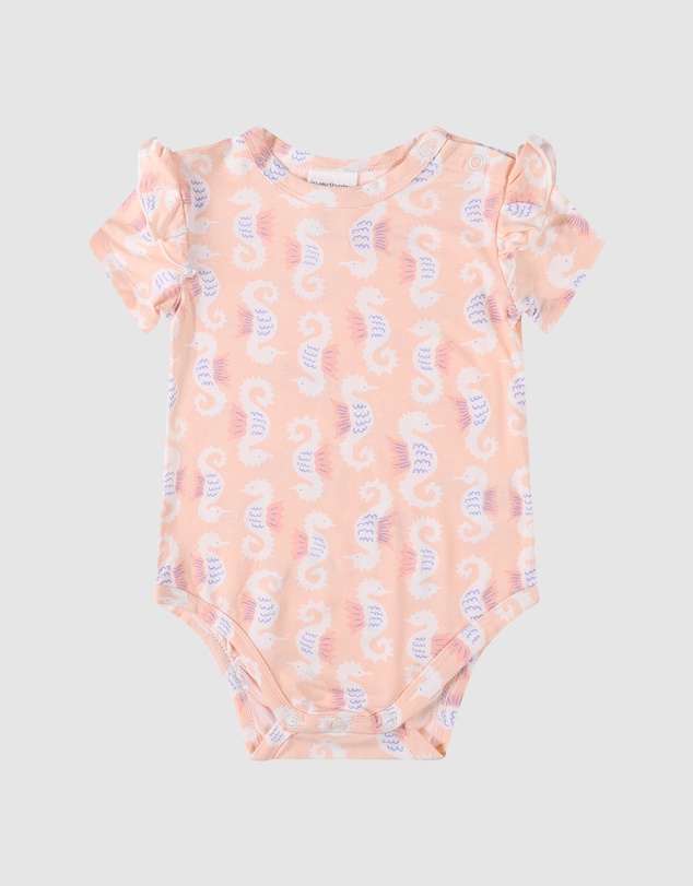 Kynd Baby - Frill Short Sleeve Bodysuit in Seahorse