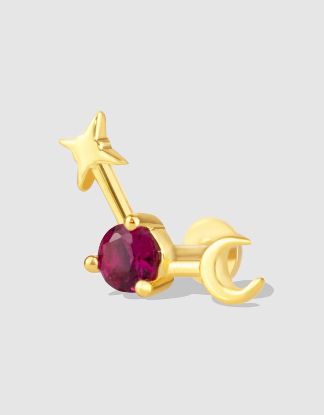 Wanderlust + Co - Birthstone Constellation Gold Flat Back Earring - Jul