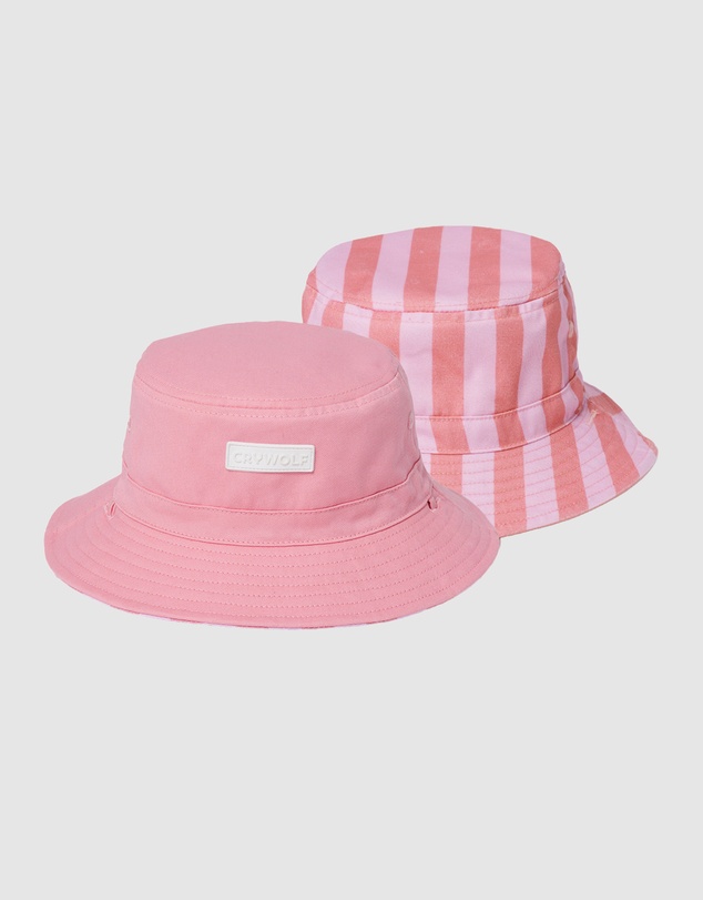 Crywolf - REVERSIBLE BUCKET HAT Flamingo Stripe