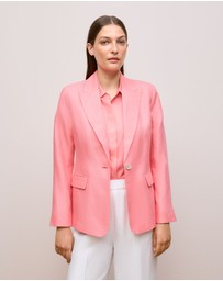 Trenery - Linen Twill Single Breasted Blazer in Pink Peony