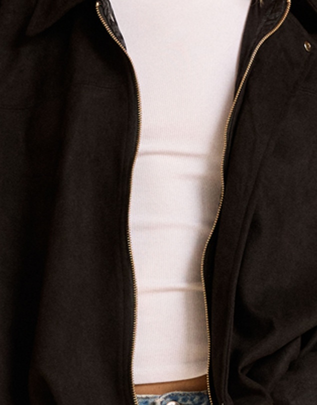 MVN - Faux Suede Bomber Jacket