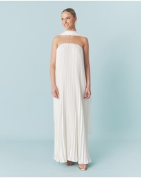 Six Stories - Pleated Satin Bandeau Maxi Dress