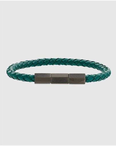 Aston Martin - TKS Gun and Podium Green Braided Leather Bracelet