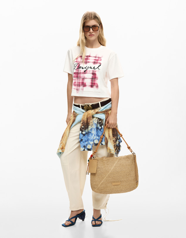 Desigual - Large raffia bag with charms