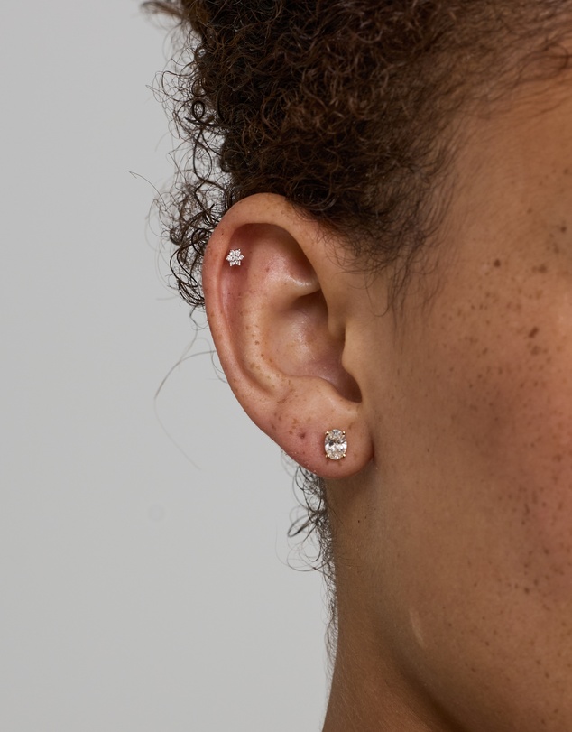 Michael Hill - Diamond Flower Flat Back Helix Stud Earring in 10kt Yellow Gold