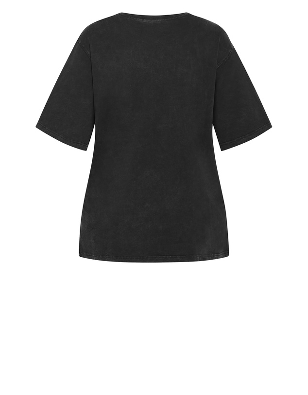 City Chic - Plus size Liv Born Wild Oversized Cotton Tee - black