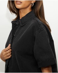 Dazie - Shade Boxy Short-Sleeve Denim Shirt