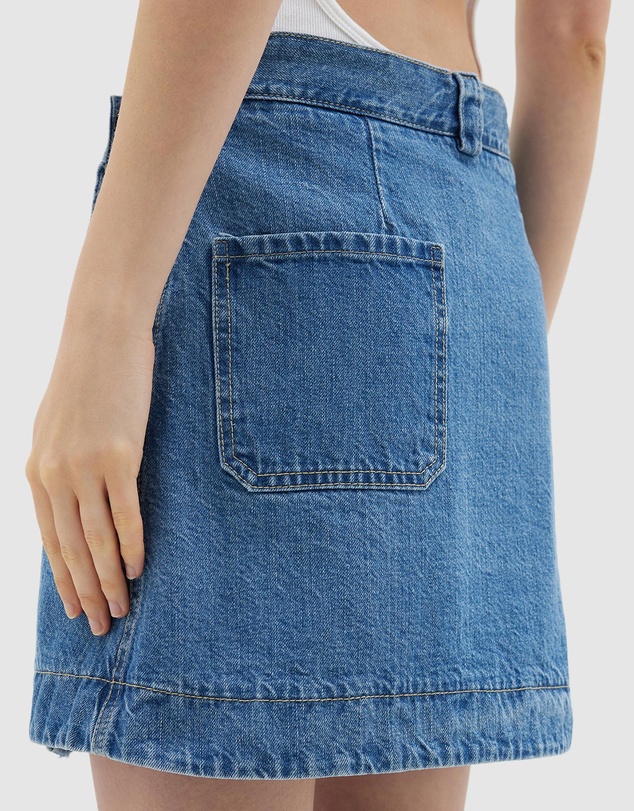 Bassike - Denim Wrap Mini Skirt