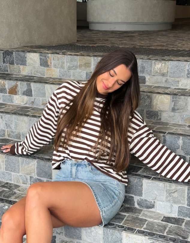 Beginning Boutique - So Breezy Chocolate Stripe Long Sleeve Top
