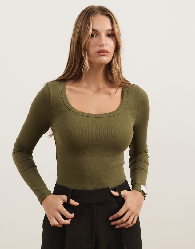 Atmos&Here - Organic Cotton Rib Scoop Neck Top