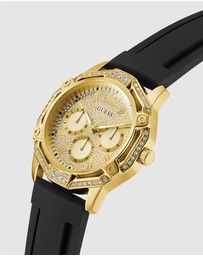 GUESS - Guess Regal Mens Black Gold Tone Multi-function Watch