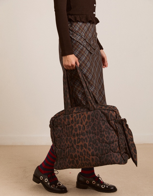 Damson Madder - Dark Leopard Quilted Tote Bag