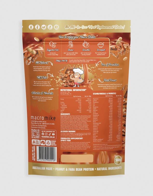 Macro Mike - Salted Caramel Peanut The Macro Shake Meal Replacement - 560g