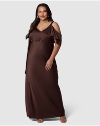 Pink Dusk by Curve Project - Tap In Satin Maxi Dress