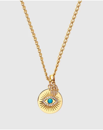 Nialaya Jewellery - Men's Evil Eye and Hamsa Hand Necklace