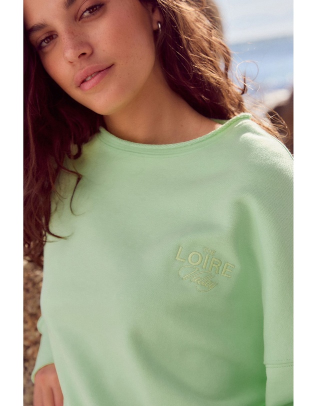 NEXT - Raw Hem Detail Washed 100% Cotton Crew Neck Sweatshirt