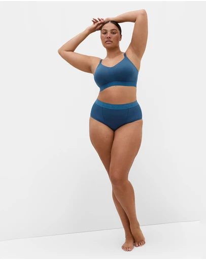 City Chic - Plus size Signature Hi Brief - poseidon