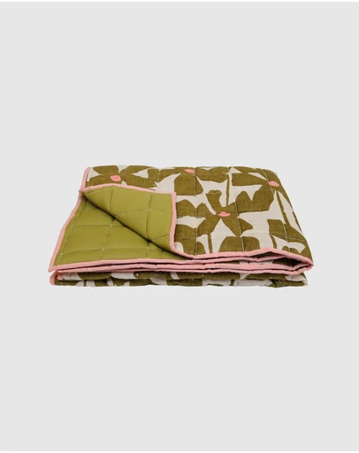 Mosey Me - Olive Poppy Quilted Throw