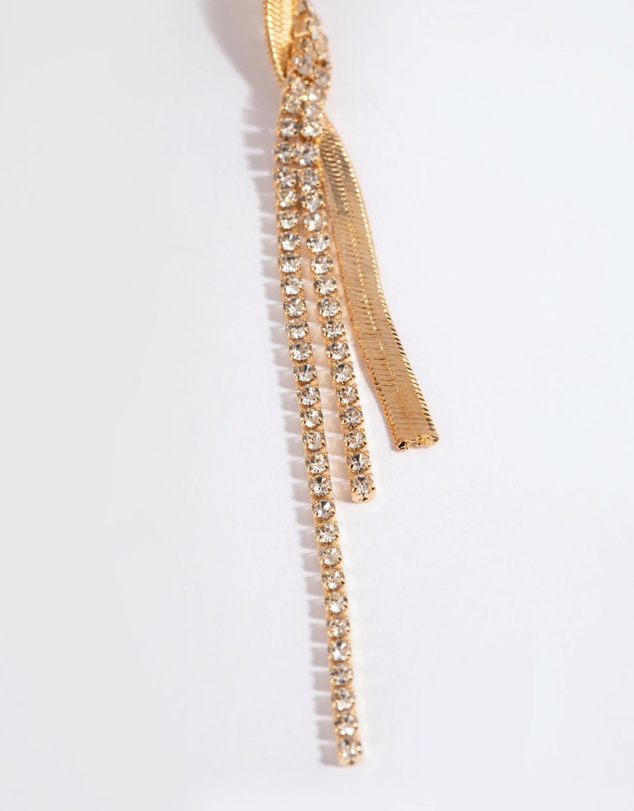Lovisa - Gold Flat Snake & Cup Chain Drop Earrings