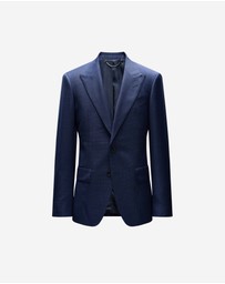 Calibre - Micro Check Wool Suit Jacket Royal Blue
