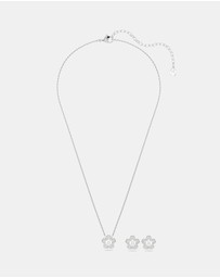 Swarovski - Ariana Grande X Swarovski Set, Crystal Pearl, Round Cut, Flower, White, Rhodium Plated