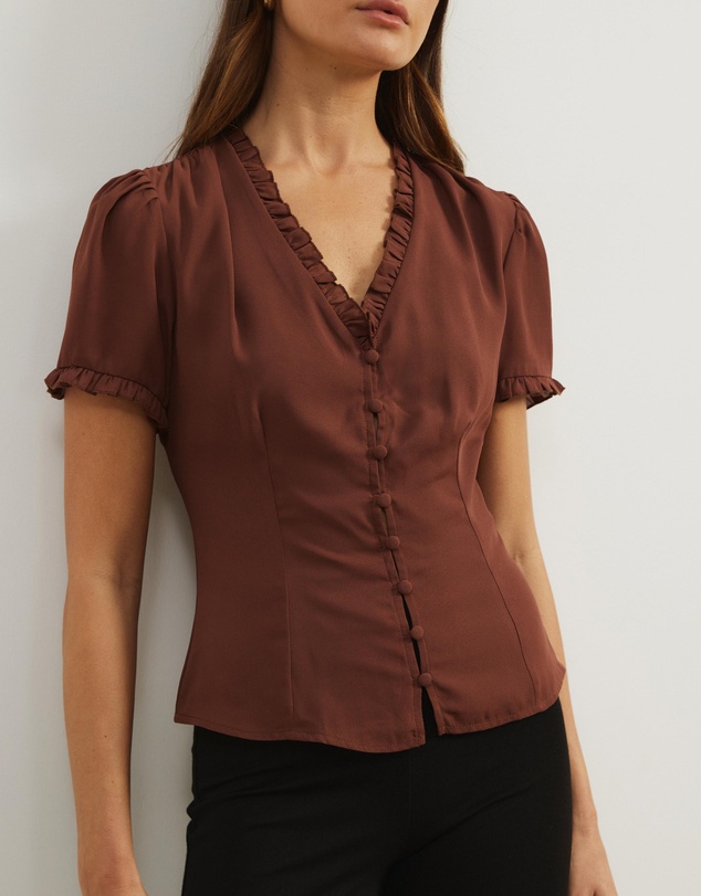 Atmos&Here - Meadow V-Neck Ruffle Blouse