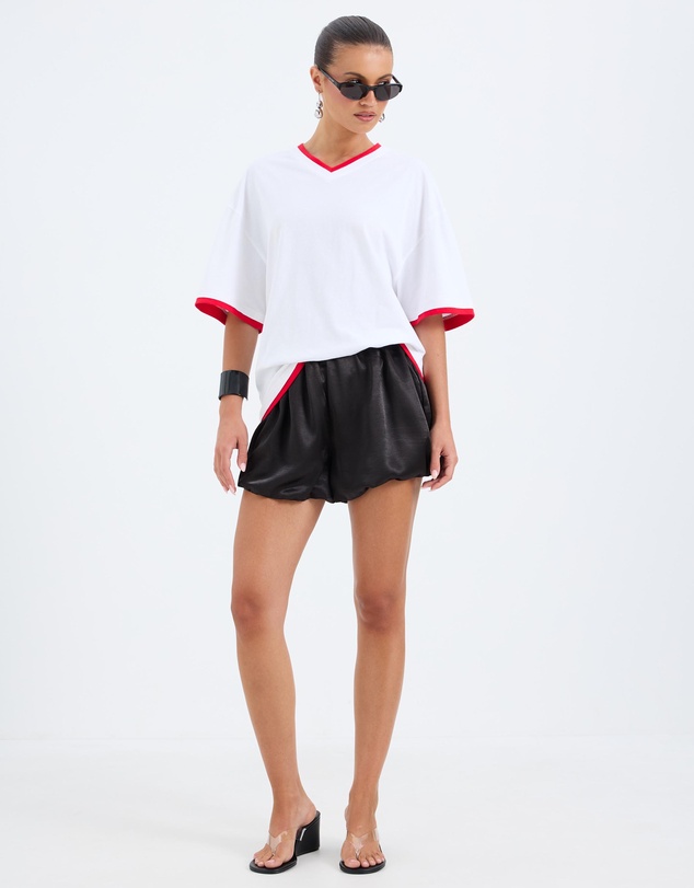 Calli - Kate Contrast V Neck Oversized Tee