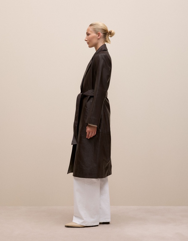 Trenery - Leather Trench Coat in Coffee Bean