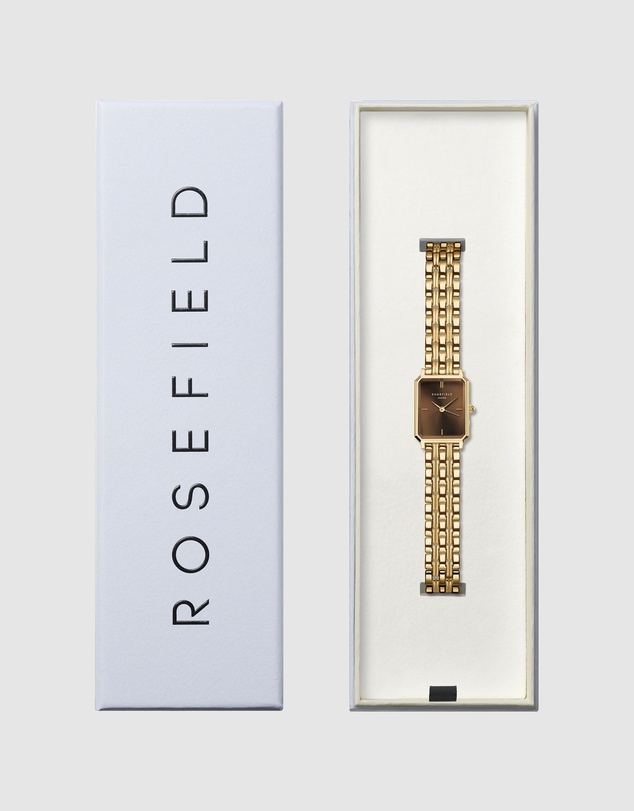 Rosefield - Octagon XS Chocolate Brown Dial Gold-Tone Bracelet Watch